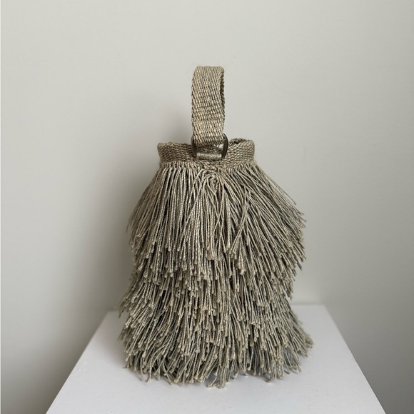 Fringe Woven Handbag in Sage - Picture 3 of 5
